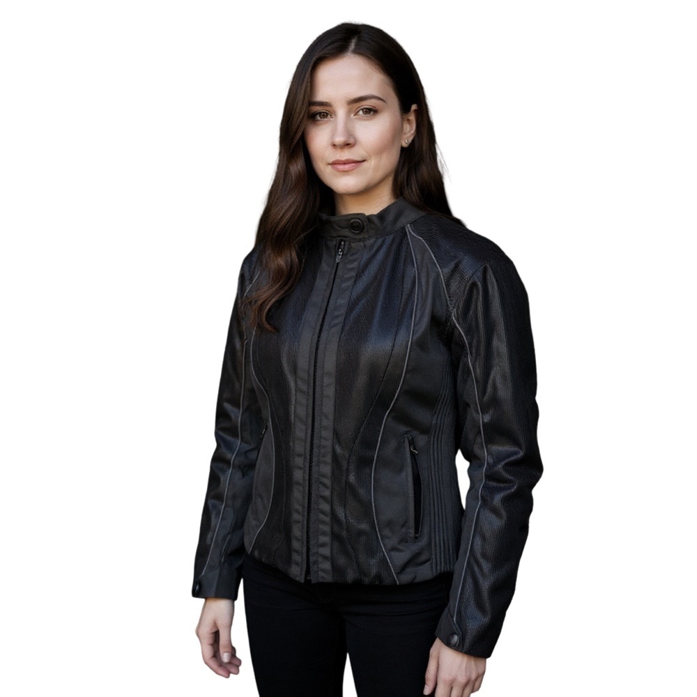 Frank Thomas Lady Rider Sleek Black Women's Motorcycle Jacket